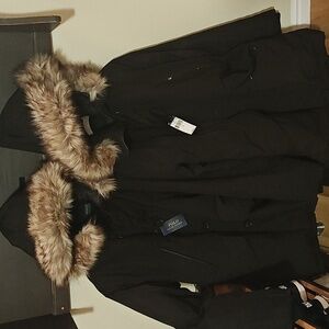 Polo down filled winter parka w/ fur hood black sizes Lg and XL